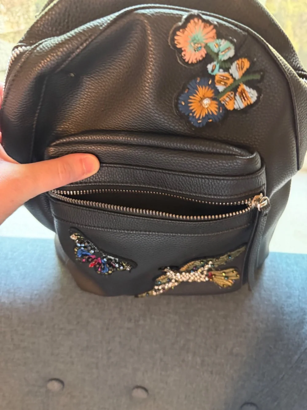Mini black leather backpack from Nordstrom